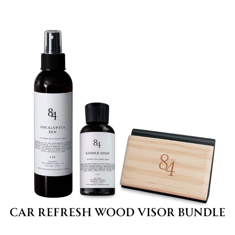 Car Refresh Wood Visor Bundle - Luxury Wood Visor Clip, 2 oz Diffuser Oil & Room Spray